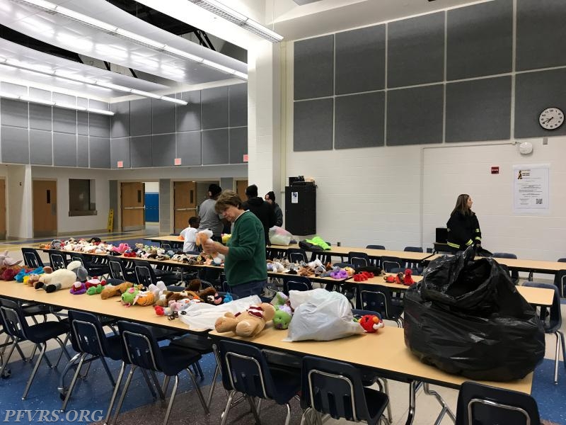 Laying out all of the gifts to distribute the night before.